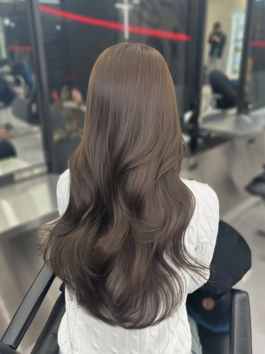 ロング カラー ハッシュカット レイヤーカット 心斎橋/ブリーチなし 髪質改善/レイヤーのヘアスタイル