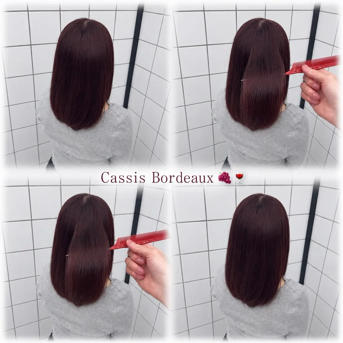 ミディアム カラー ブリーチ ボルドーカラー カシス 透明感カラー ブリーチなしカラー ヘアカラー メンズパーマ/ ハイトーン/宗形建哉のヘアスタイル