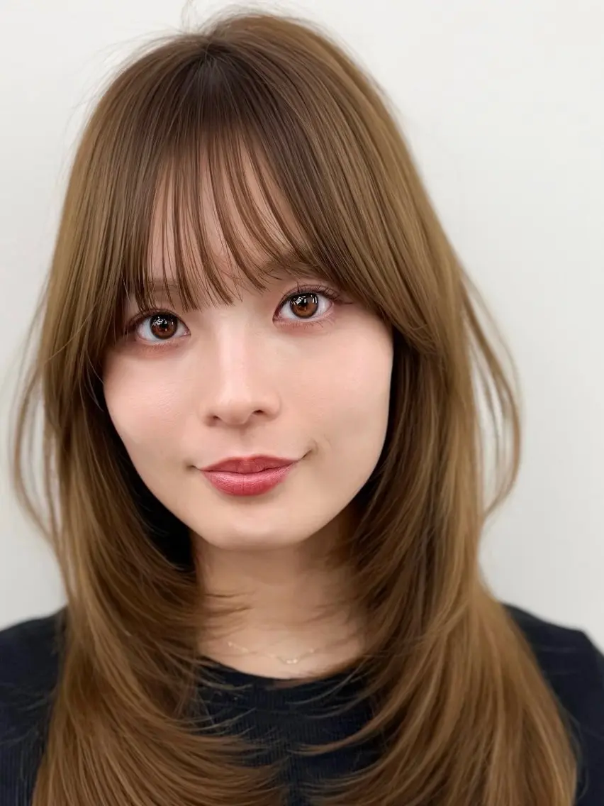 セミロング 失敗しない顔まわり× 小顔補正レイヤー難波のヘアスタイル
