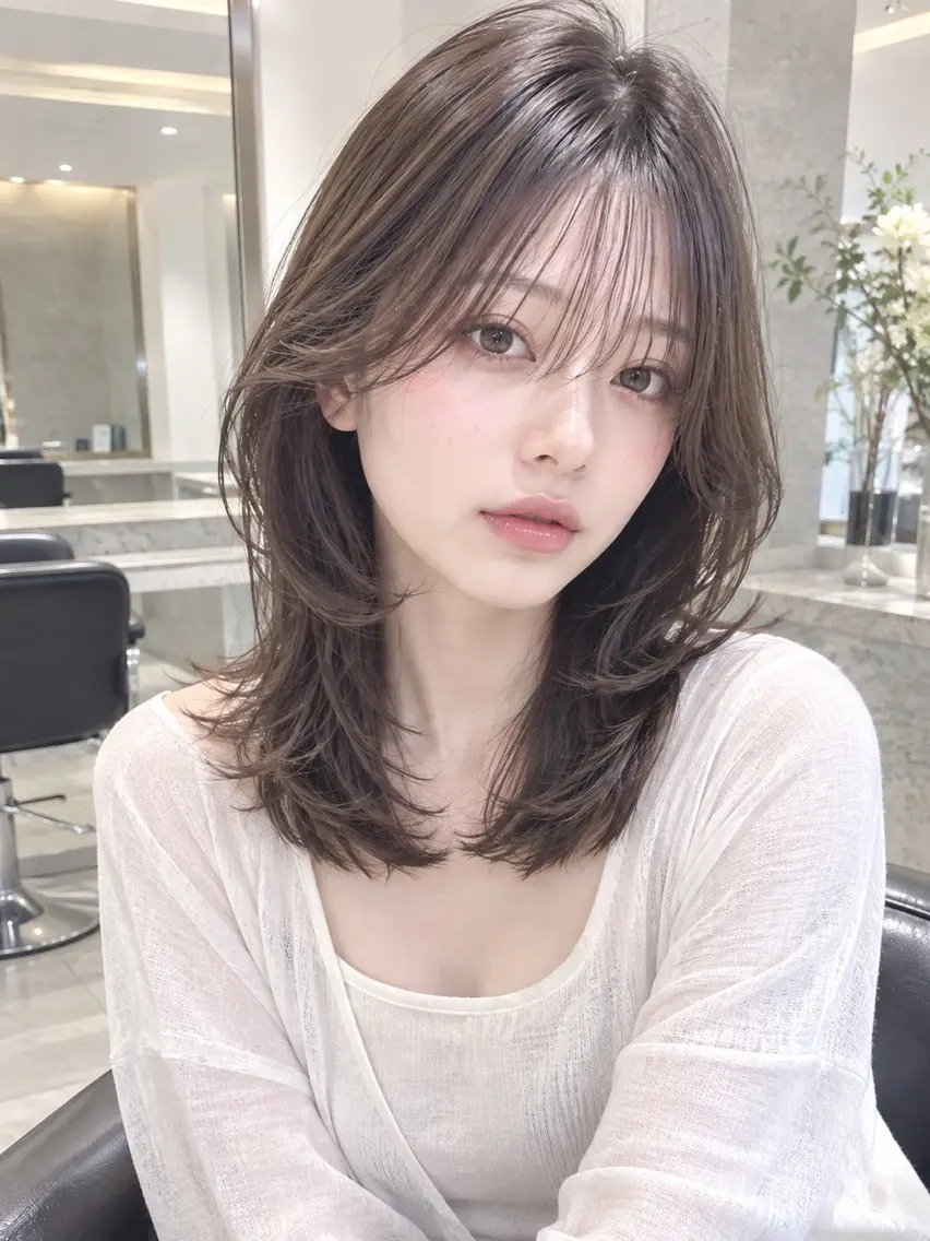 ミディアム カラー ヘアアレンジ ミディアムレイヤー レイヤーカット ミディアム/レイヤー ✨無料カット ケイシのヘアスタイル