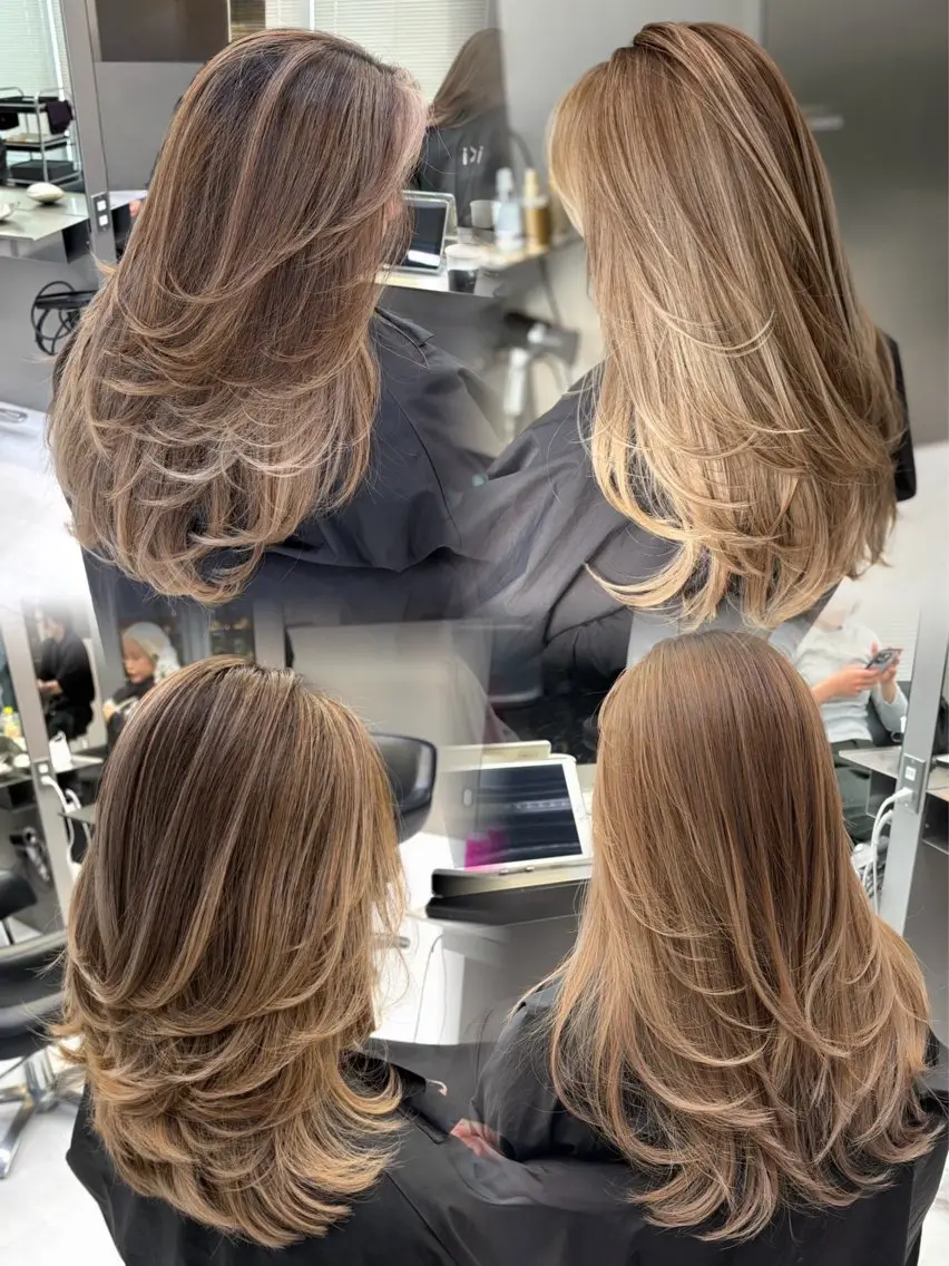 ロング レイヤーカット トリートメント ヘアカラー トリートメント Kotomi 🇺🇸💋のヘアスタイル