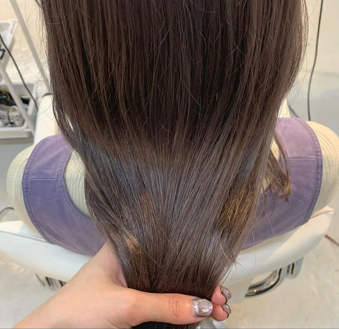 セミロング パープルカラー kiyono ⭐︎ダブルカラーのヘアスタイル