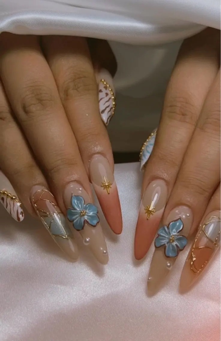 ネイル アートネイル オーロラネイル チークネイル 長さ出し フットネイル Chan nailsのネイルデザイン