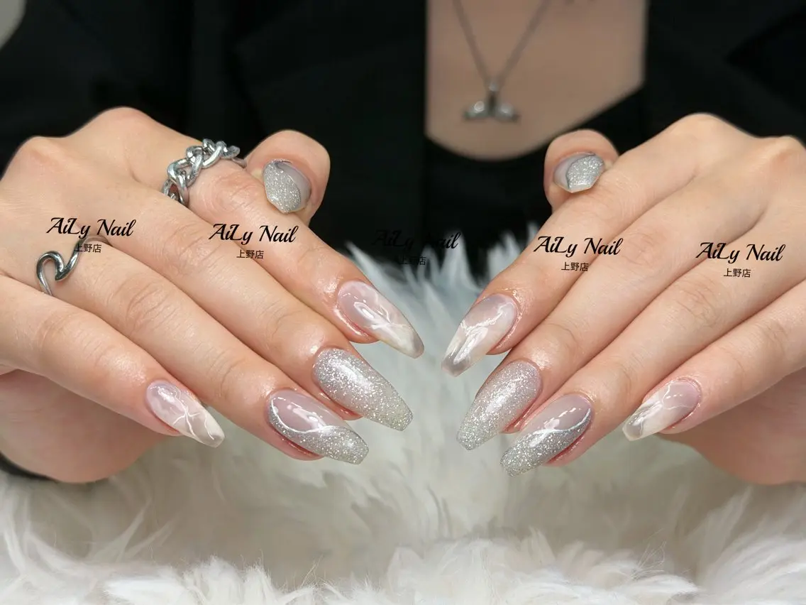 ネイル アートネイル ジェルネイル マグネットネイル ニュアンスネイル シンプルネイル ハンドネイル AiLy Nail 上野店のネイルデザイン