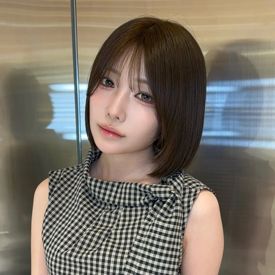 ミディアム カラー ヘアアレンジ ベージュカラー 透明感カラー ボブ 韓国風ヘア ワンホンヘア 韓国ヘア/ レイヤー/Rumiのヘアスタイル