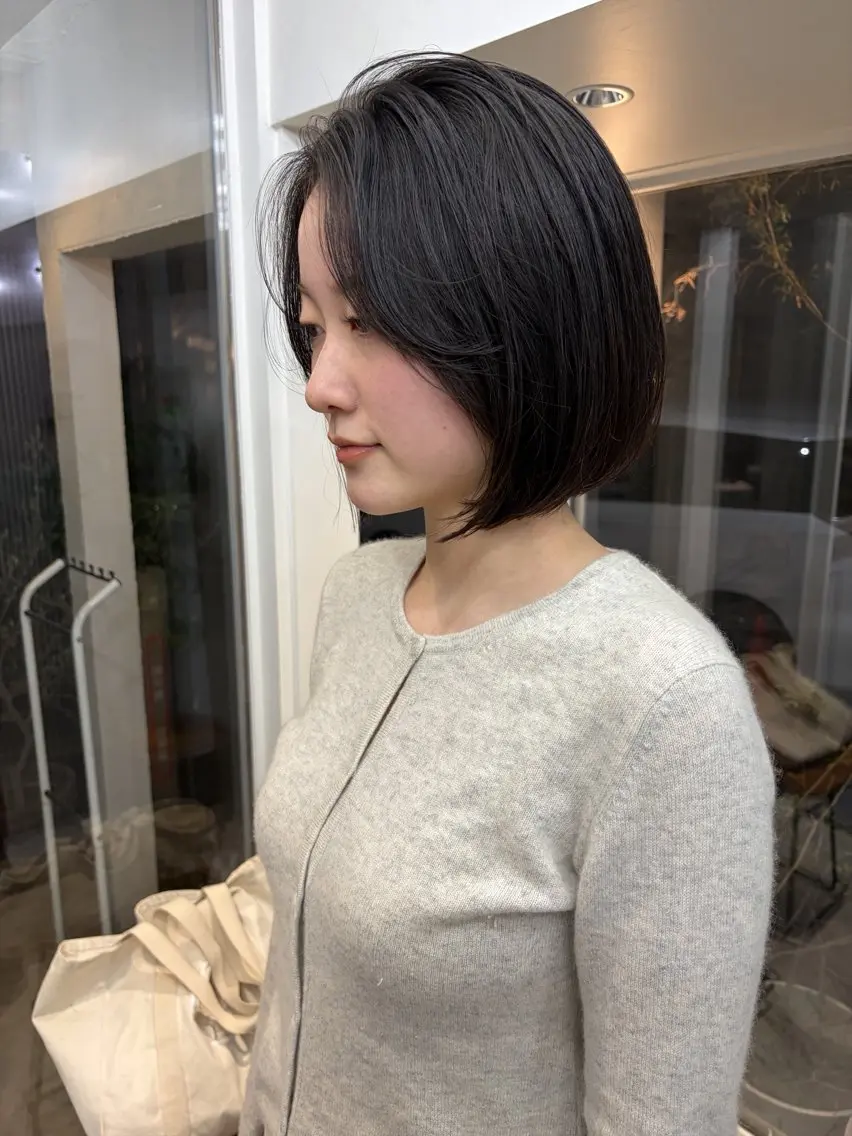 ミディアム カラー カット ヘアカラー トリートメント オリーブカラー/ 赤み消し特化/トモキのヘアスタイル