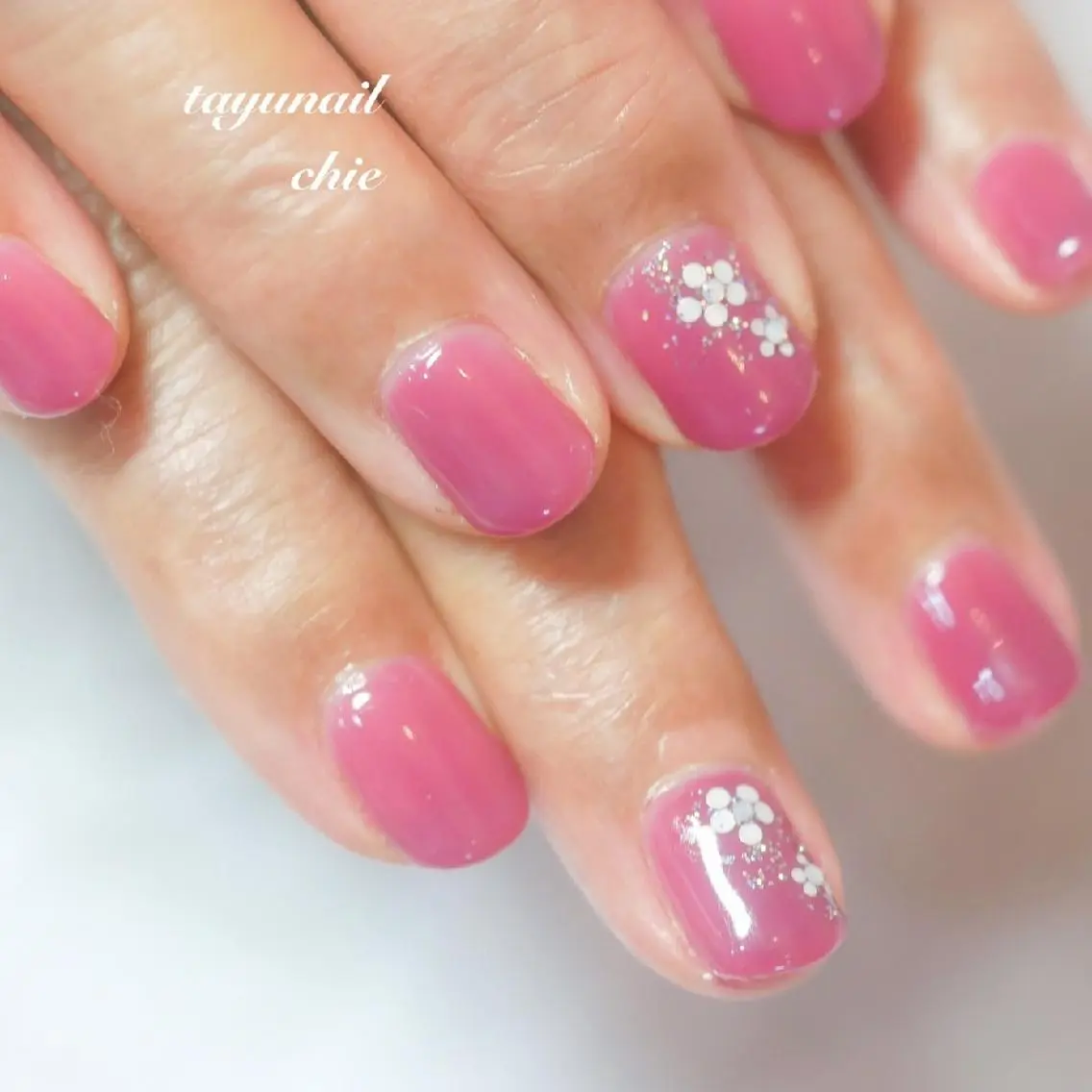 ネイル アートネイル ブルー フラワーネイル ジェルネイル キラキラネイル ネイルサロン 【たゆnail】のネイルデザイン