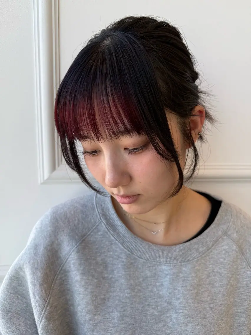 カラー ブリーチ レッドカラー ヘアカラー 透明感カラー 松田晃代のヘアスタイル