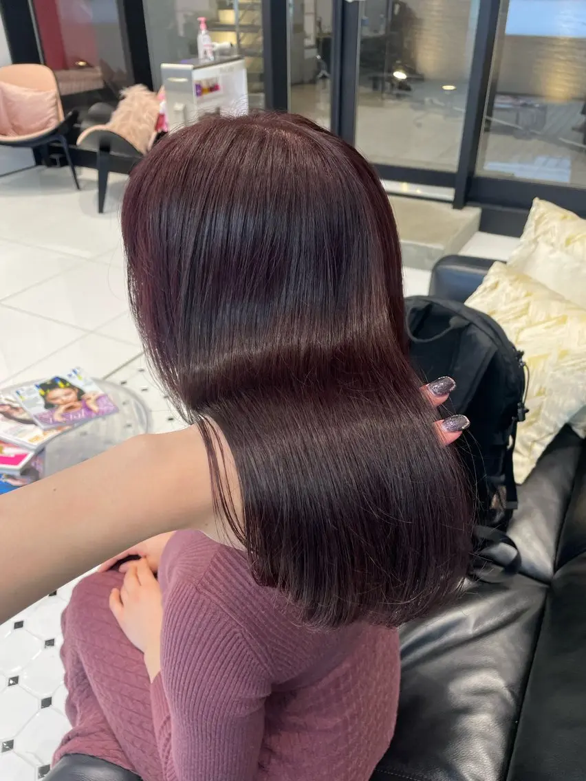 セミロング カラー イルミナカラー ピンクカラー レッドカラー 【韓国❤️海外ヘア】 AYAKAのヘアスタイル