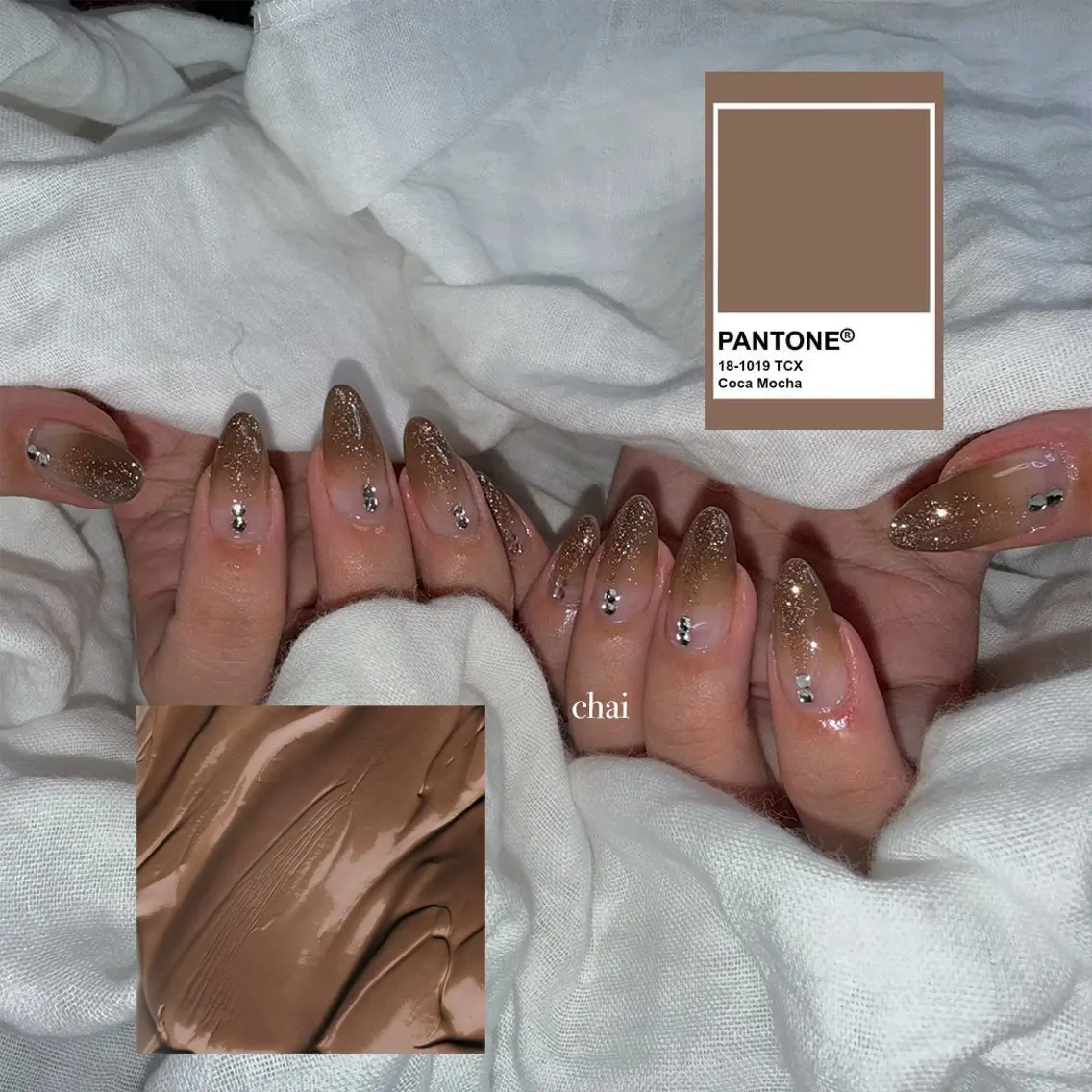 ネイル ブラウン グラデーション ラメ(グリッター) ハンドネイル chai nail +  eye📍鶴橋のネイルデザイン