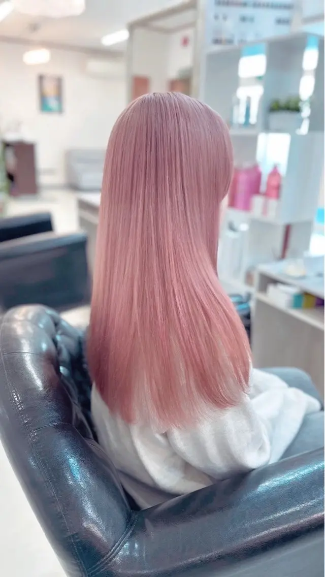 ロング カラー ブリーチ ケアブリーチ ピンクカラー YURI ✨のヘアスタイル