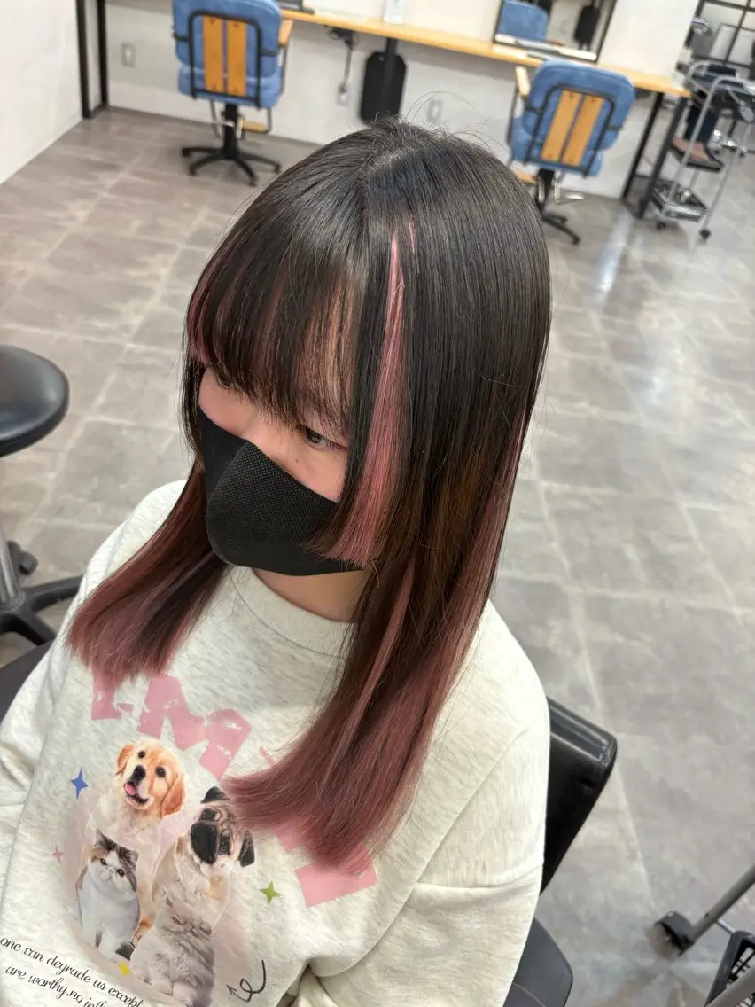 セミロング 姫カット エクステ エクステ/ハイトーン /ミサキのヘアスタイル