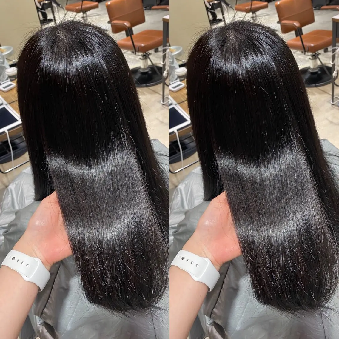 セミロング カラー 黒髪 ブルーカラー ブルーブラック カット ヘアカラー トリートメント 髙木美緒🌿 レイヤー/アレンジのヘアスタイル