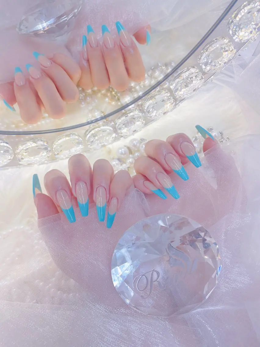 ネイル クリアネイル ドット フットネイル ジェルネイル グリーン ハンドネイル Rin Nail 新大久保店のネイルデザイン