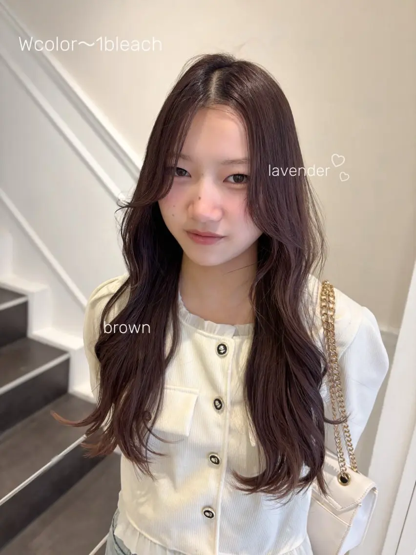 ロング カラー ブリーチ ブラウンカラー ラベンダーカラー ヘアカラー トリートメント 柔らかgirly/ レイヤー/yuiのヘアスタイル