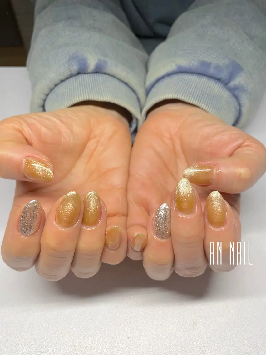 ネイル ラメ(グリッター) シンプルネイル ハンドネイル AN Nailのネイルデザイン