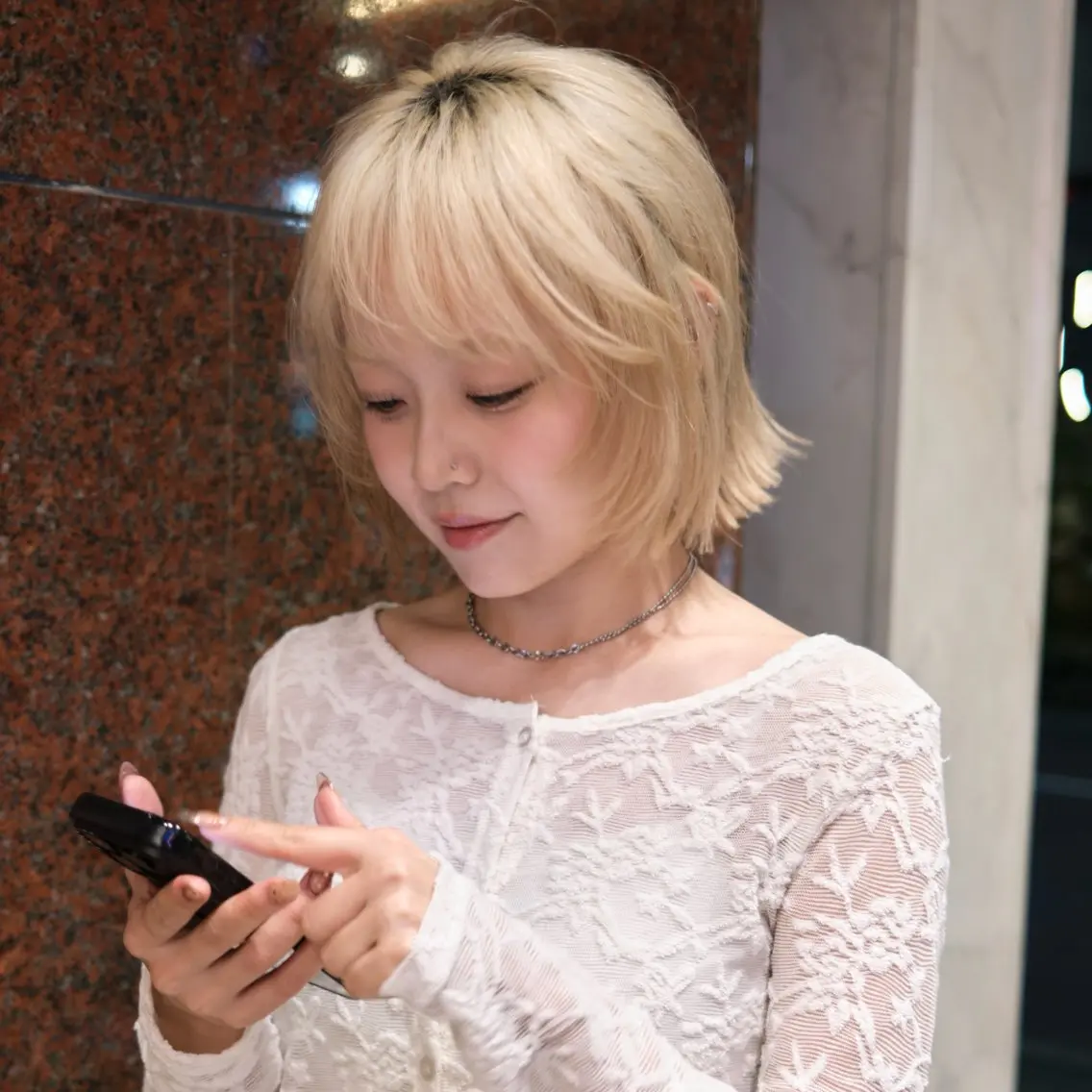 ショート ボブレイヤー ボブ 顔まわりレイヤー レイヤーカット カット トリートメント 東山 涼嘉のヘアスタイル