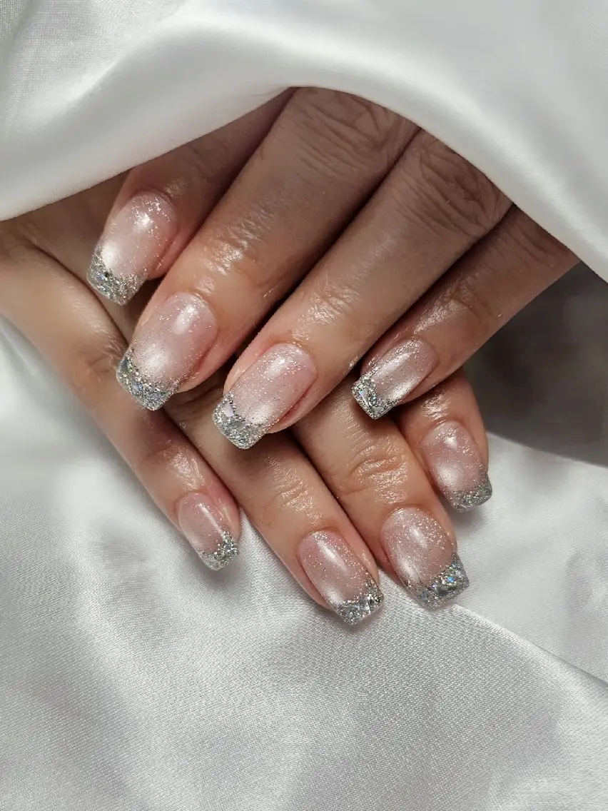 ネイル 長さ出し フラッシュネイル フレンチネイル ガラスフレンチ 韓国ネイル Ra: Nail 라: 네일のネイルデザイン