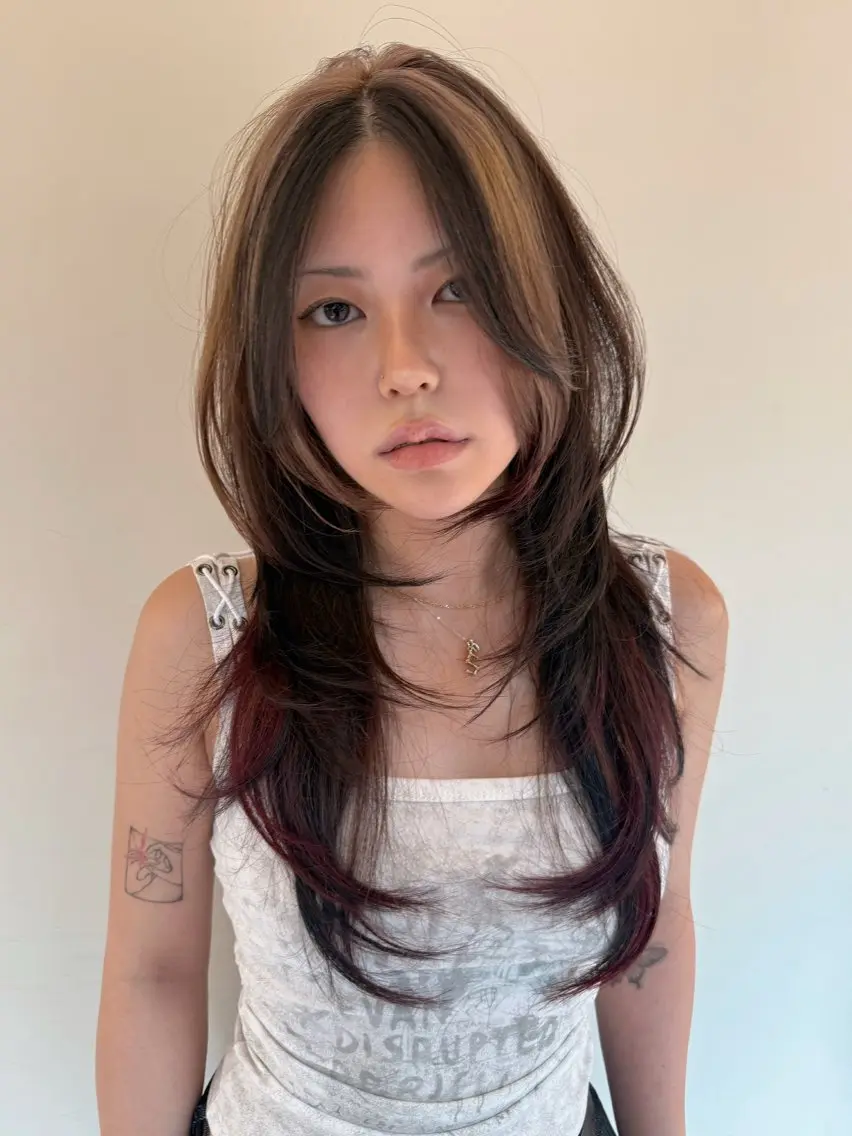 ロング カラー カット ヘアカラー トリートメント ヘッドスパ ヘアセット HARUNA/原宿/ デザイン/カットのヘアスタイル