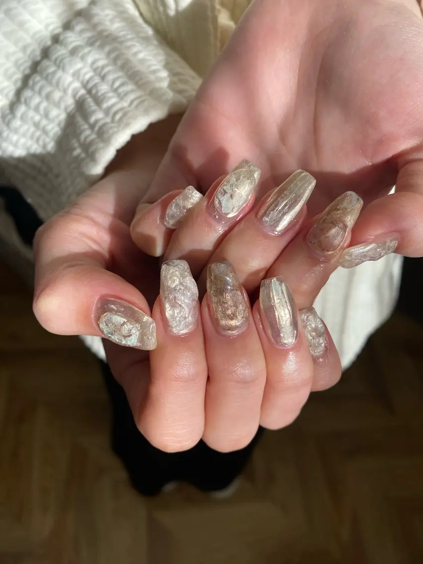 ネイル 成人式 フラッシュネイル フレンチネイル ジェルネイル マグネットネイル ハンドネイル 草加ニュアンスネイル 🌚hersのネイルデザイン