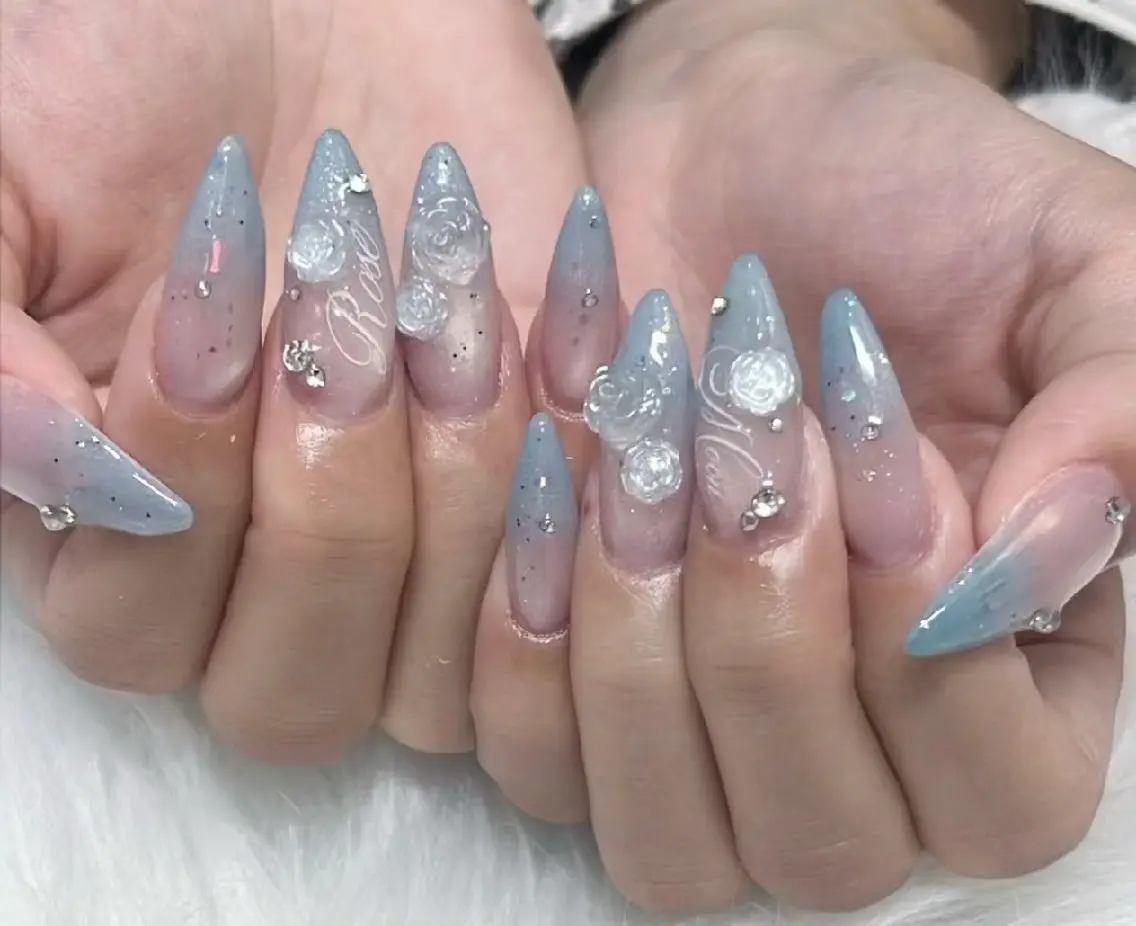 ネイル 長さ出し 韓国ネイル マグネットネイル 持ち込み 夏ネイル ハンドネイル LABEL TAKARAのネイルデザイン