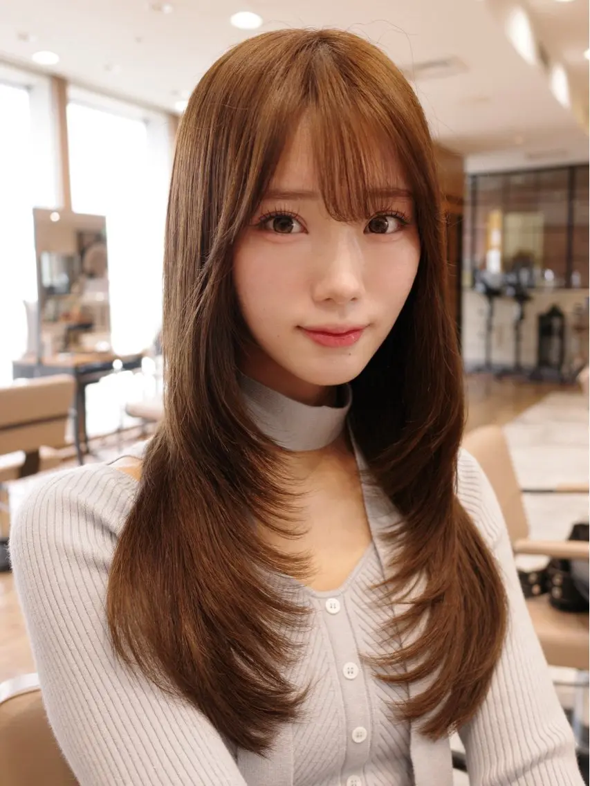 セミロング カラー ベージュカラー ブラウンカラー 透明感カラー グレージュ シアーグレージュ カット ヘアカラー トリートメント 小顔くびれヘア 顔まわり銀座/さやかのヘアスタイル