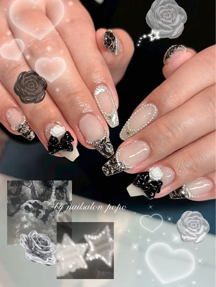 ネイル レース ワンホンネイル ハンドネイル nailsalon popoのネイルデザイン