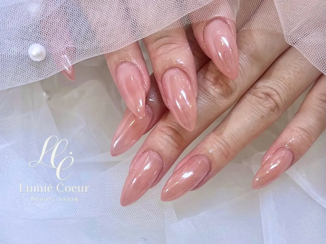 ネイル ミラーネイル ワンカラーネイル ハンドネイル LumiéCoeur Nanaeのネイルデザイン