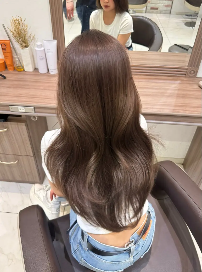 ロング カラー ベージュカラー オリーブベージュ カット ヘアカラー トリートメント 菊池 遼/透明感 /韓国レイヤー/艶感のヘアスタイル