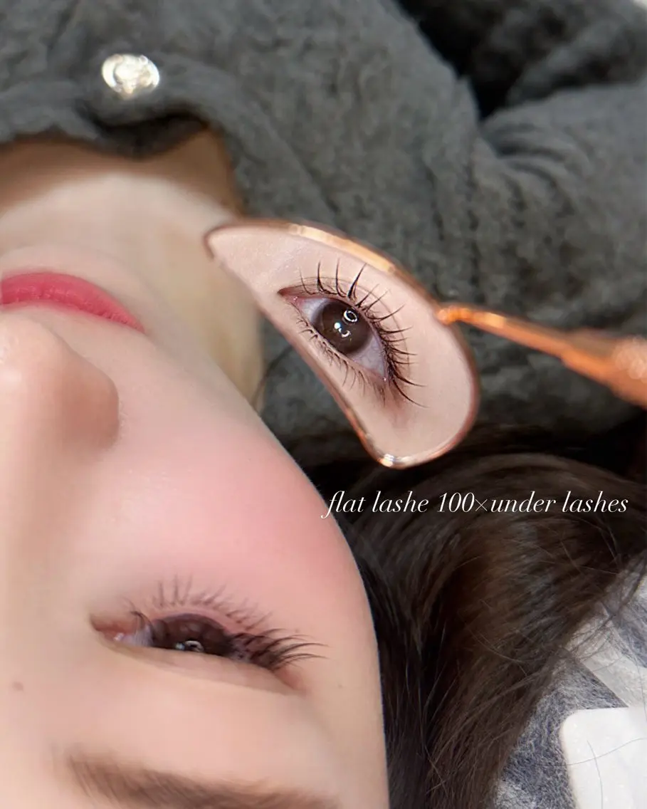 【当店・他店シングルラッシュオフ無料】flat lashes100本+下まつ毛20本（上下振り分け自由）¥6700の写真