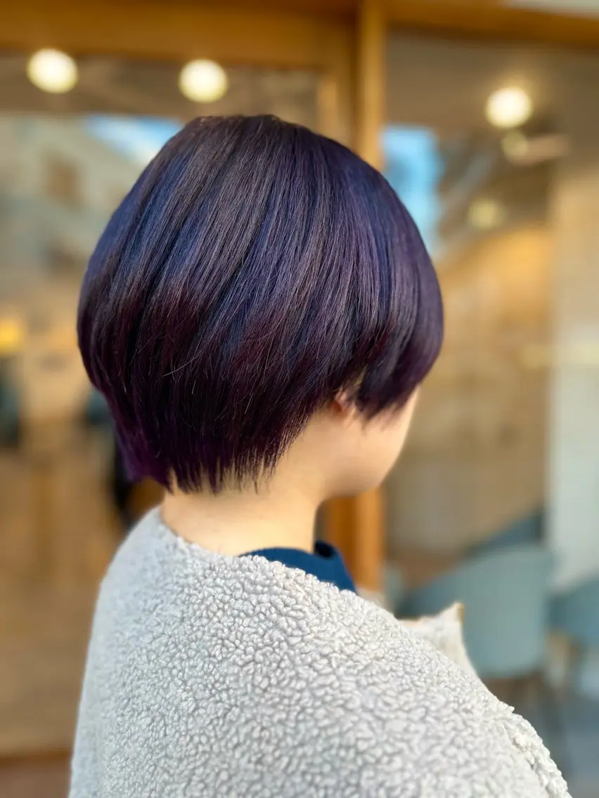 ショート カラー バイオレットカラー くびれヘア ショートヘア ヘアカラー トリートメント 特殊カラー特化 ✂️SHIAN フジのヘアスタイル