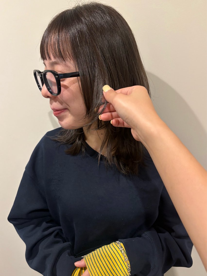 セミロング カラー 透明感カラー グレージュ カット ヘアカラー yumemiレイヤー ✴︎ 透明感カラーのヘアスタイル