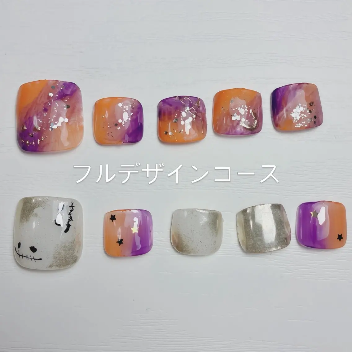 ネイル フットネイル ハロウィン マグネットネイル ニュアンスネイル シンプルネイル フットネイル nail salon anoneのネイルデザイン