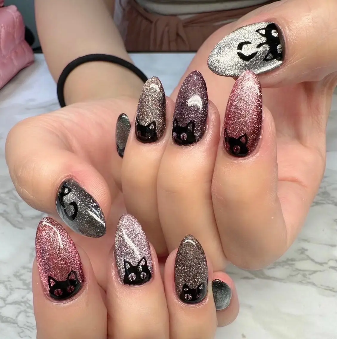 ネイル アートネイル オーロラネイル ラメ(グリッター) マグネットネイル Mai’s nailのネイルデザイン