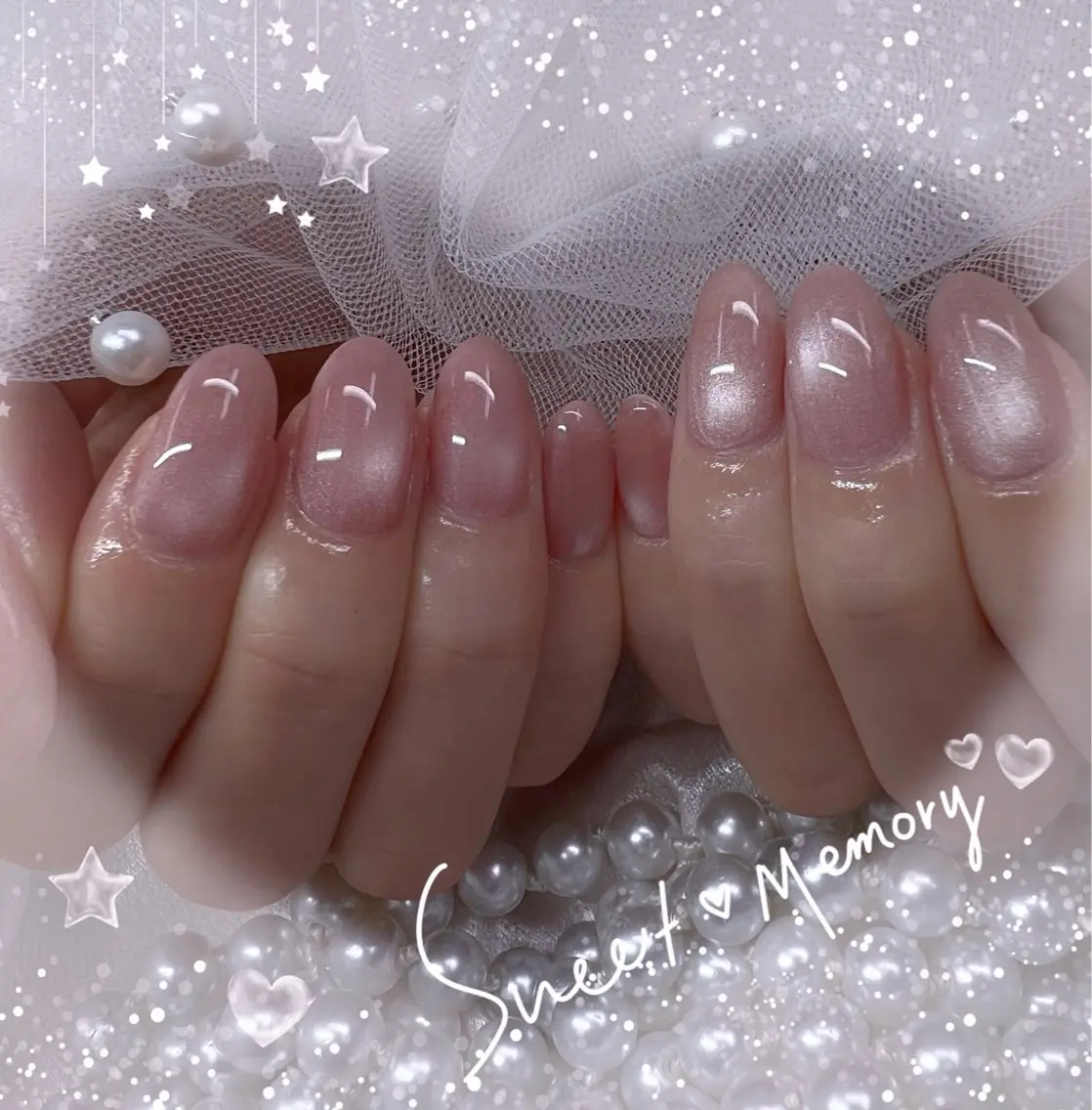 ネイル チークネイル フレンチネイル ガーリー ガラスフレンチ グラデーション ハンドネイル ハンドケア Chill Nailsalonのネイルデザイン