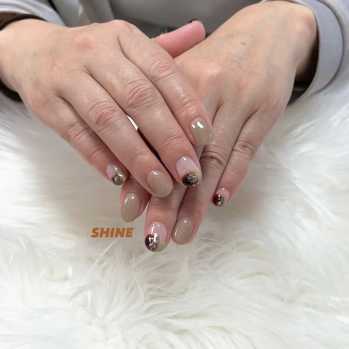 ネイル ブラウン ハンドネイル SHINE nail salonのネイルデザイン