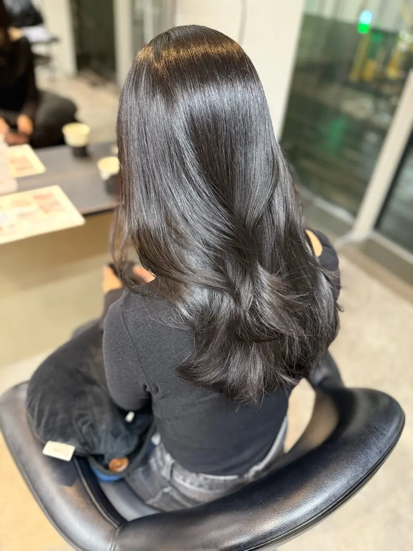 ロング カラー グレージュ ヘアカラー トリートメント 韓国ヘア*.+ﾟ 伊藤美奈穂のヘアスタイル