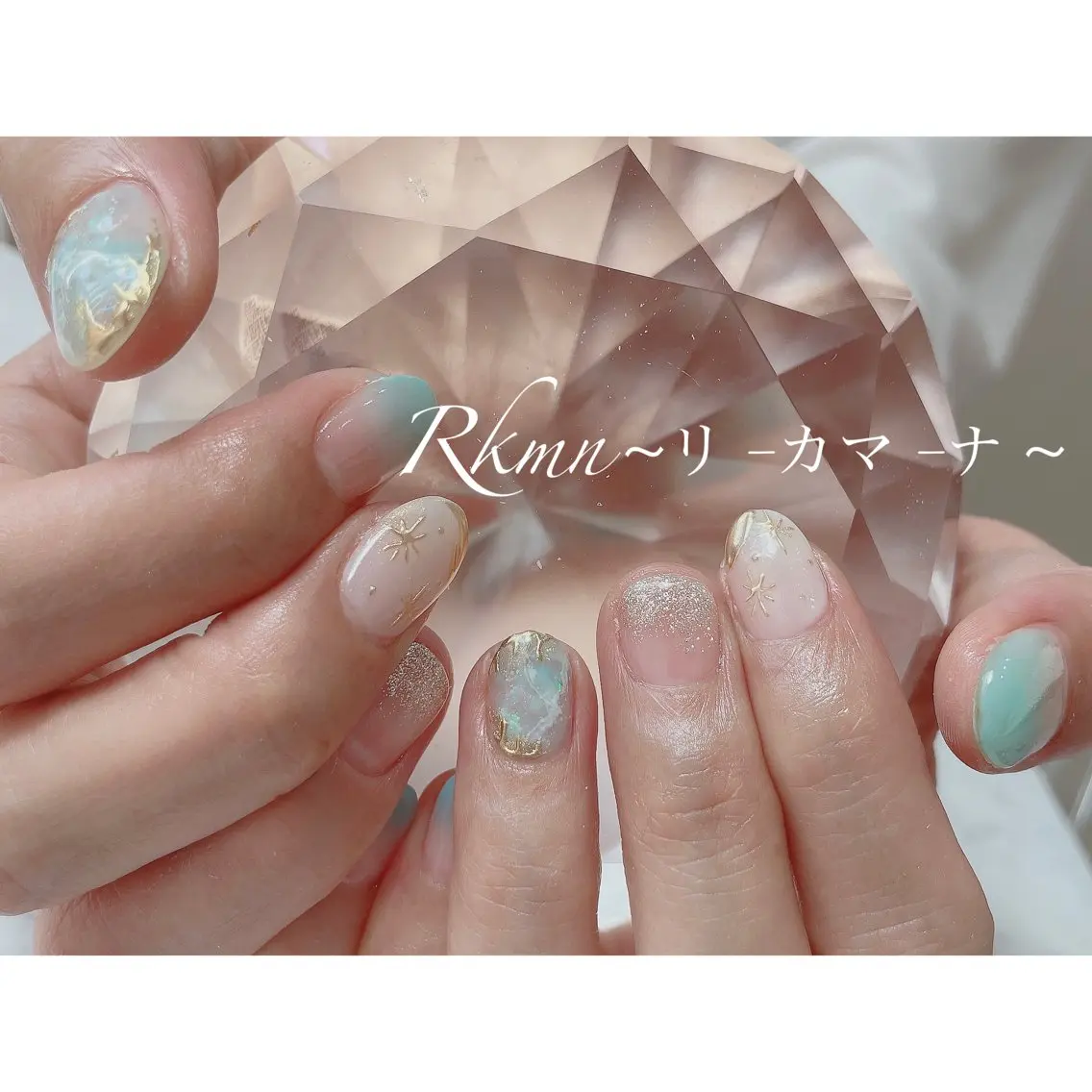 ネイル アートネイル グラデーション 大理石ネイル(マーブル) ミラーネイル 春ネイル ハンドネイル フットネイル ハンドケア Rkmn ~リ-カマ-ナ~のネイルデザイン