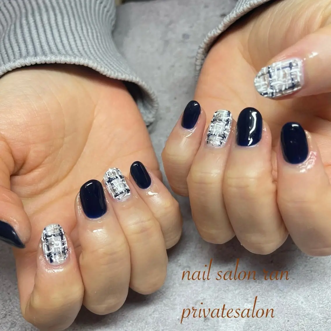 ネイル ツイードネイル ハンドネイル ハンドケア nailsalon ranのネイルデザイン