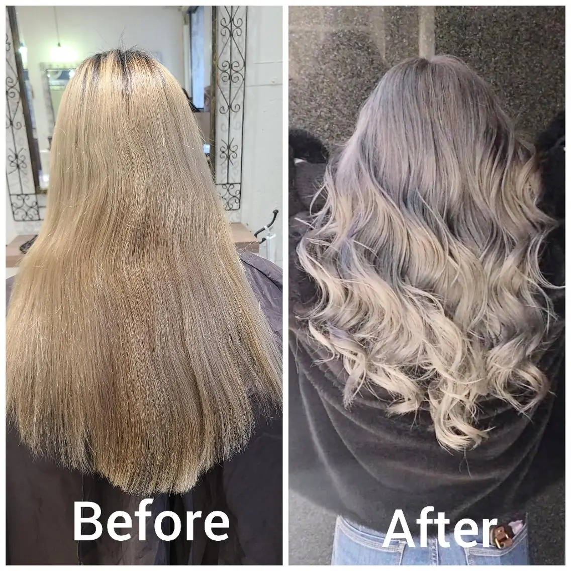ロング カラー アッシュ アッシュグレー バレイヤージュ ベージュカラー ブリーチ ヘアカラー バレイヤージュ/ ハイライト/大内格のヘアスタイル