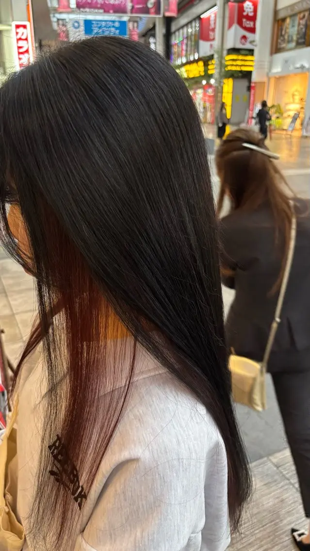 ロング カラー ミストバング 黒髪  フェイスフレーミング カット ヘアカラー Lafith 熊本/ CHIHIROのヘアスタイル