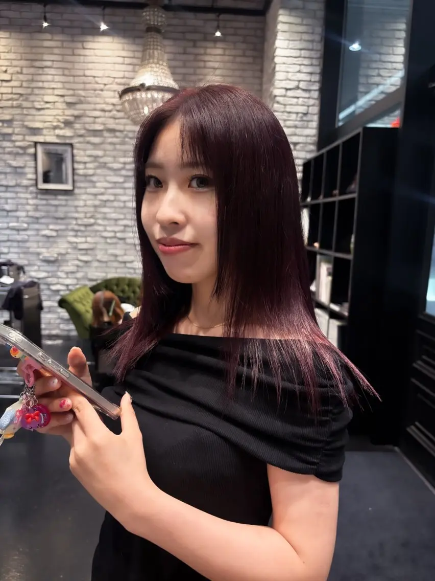 セミロング カラー ヘアカラー 艶カラー🪽/ 市來心優のヘアスタイル