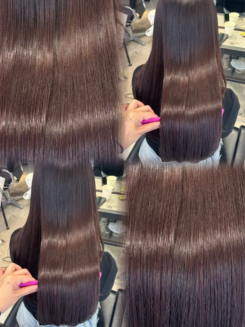 ロング カラー ヘアアレンジ ブラウンカラー ピンクカラー ピンクブラウン カット ヘアカラー トリートメント 天神レイヤーカット No.1💖マユカのヘアスタイル