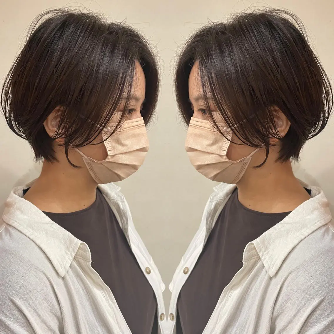 ショート カラー ショートボブ ハンサムショート 丸みショート デザインカラー ハイライトカラー カット ヘアカラー トリートメント 京都大人女性ショート 徒歩1分/秋山のヘアスタイル