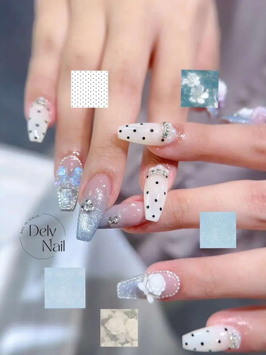 ネイル 長さ出し 韓国ネイル ロングネイル ワンホンネイル ホワイト ハンドネイル Dely Nailのネイルデザイン