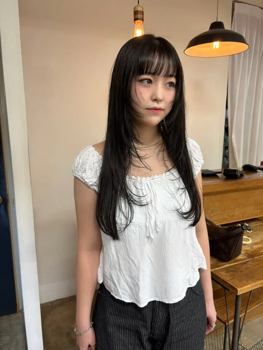ロング カラー 縮毛矯正ボブ&顔まわ レイヤー♡TOMOEのヘアスタイル