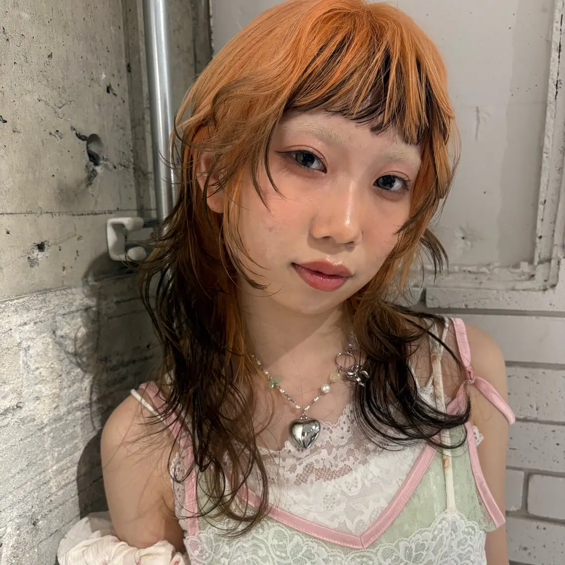 ロング カラー デザインカラー オレンジ カット ヘアカラー Yui⭐️ 透明感カラー🫧のヘアスタイル