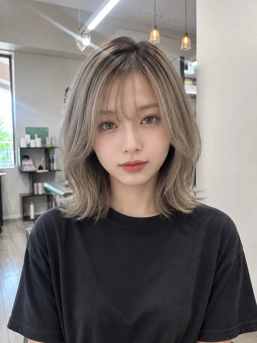 ミディアム カット ヘアカラー トリートメント ブリーチデザイン| レイヤー|小寺 葵のヘアスタイル