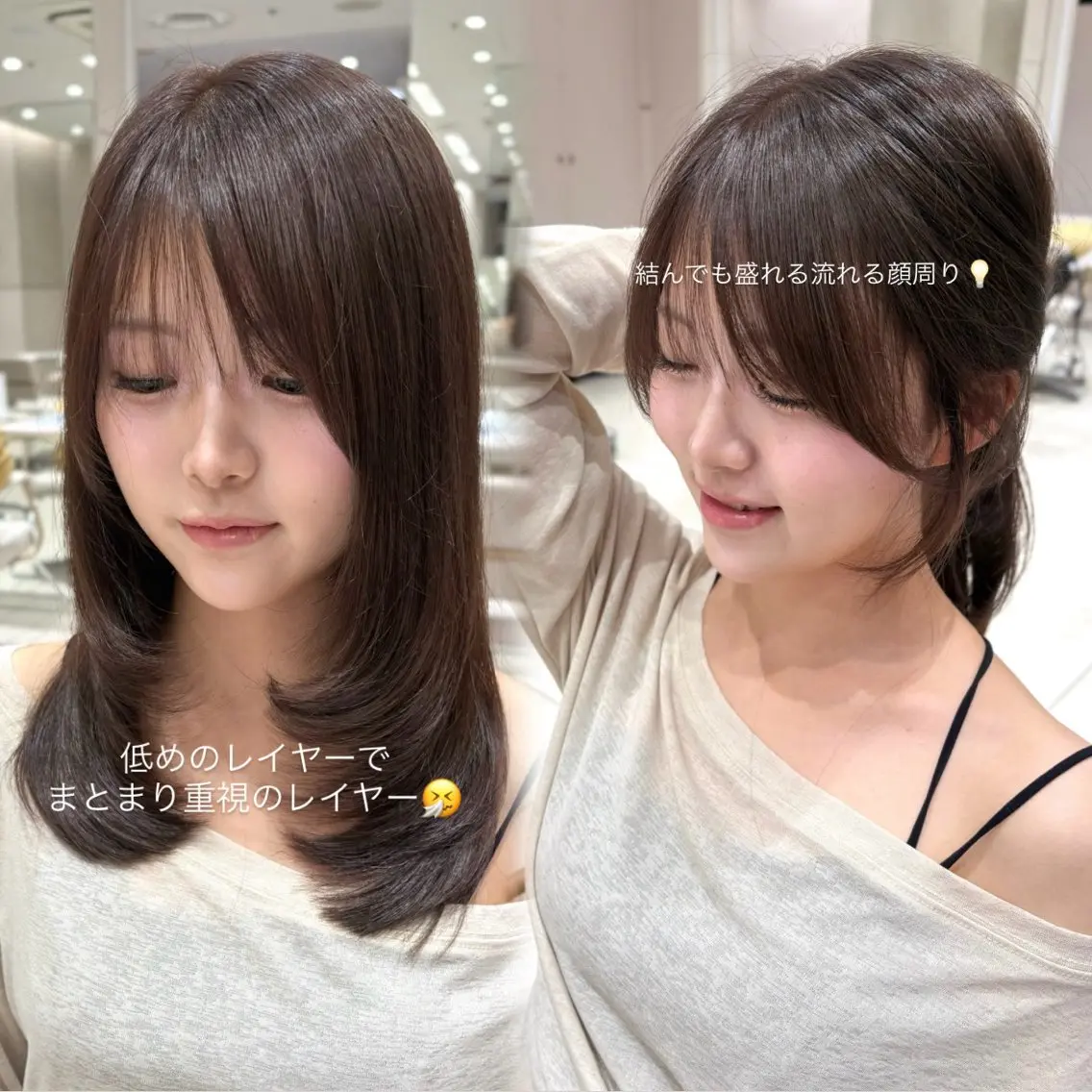 セミロング カラー ベージュカラー ブリーチ 透明感カラー ダブルカラー イルミナカラー カット ヘアカラー トリートメント 銀座/レイヤー/ 透明感カラー✨りくのヘアスタイル