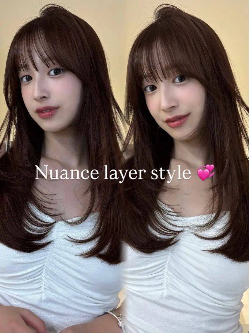 ロング ラベンダーベージュ レイヤーカット momo /レイヤー/暖色のヘアスタイル